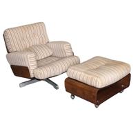 Poltrona con pouf anni 60 Menilio Taro