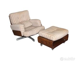 Poltrona con pouf anni 60 Menilio Taro
