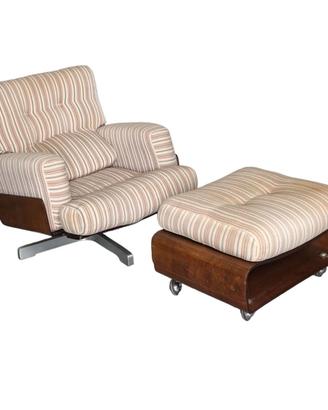 Poltrona con pouf anni 60 Menilio Taro