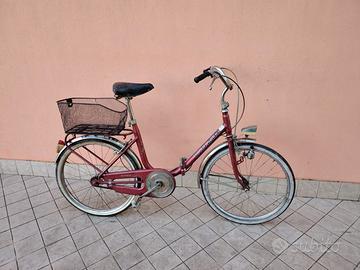 Bicicletta da 24 rossa cinzia pieghevole con cest