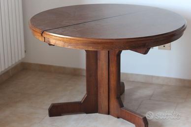 Tavolo da pranzo rotondo stile Mission in quercia