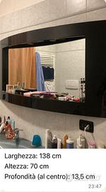 Bagno lavabo in vetro temperato e specchiera