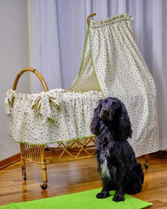 Culla in vimini con rotelle