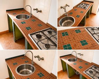 Top cucina in muratura artigianale mosaico
