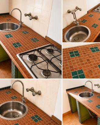 Top cucina in muratura artigianale mosaico