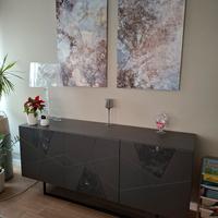 Madia ADEL 3 ante inserti vetro effetto marmo