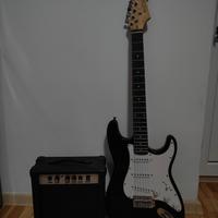 Chitarra elettrica rocktile Stratocaster con ampli