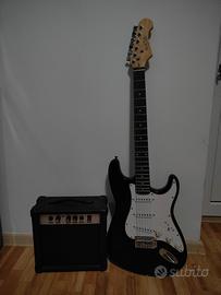 Chitarra elettrica rocktile Stratocaster con ampli