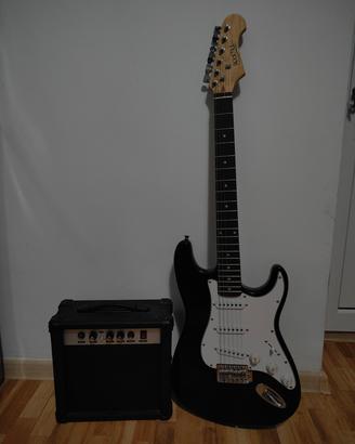 Chitarra elettrica rocktile Stratocaster con ampli