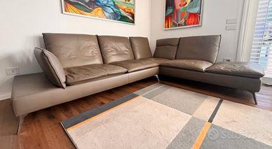 Divano di design in vera pelle - Beige gray