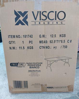 Tavolo pieghevole bianco 180x70x74