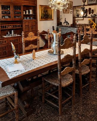 Set da pranzo rustico in legno massello