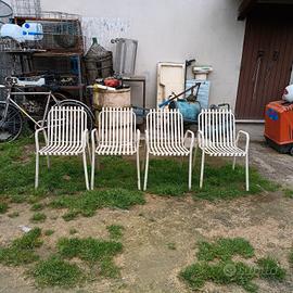 Lotto di 4 Sedie in Metallo Vintage