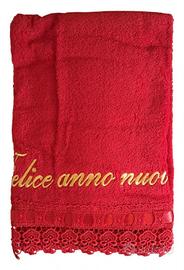 Coppia asciugamani rossi in spugna idrofila