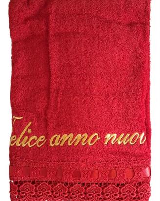 Coppia asciugamani rossi in spugna idrofila
