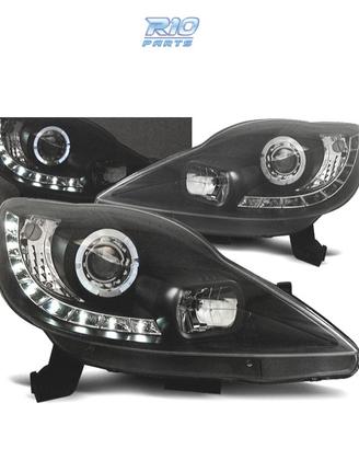 FARI PER PEUGEOT 107 05-12 LUCE DIURNA FONDO NERO