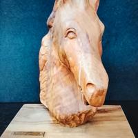 Scultura in Ulivo testa di cavallo