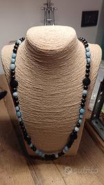 collana Artigianale acquamarina natutae legno nero