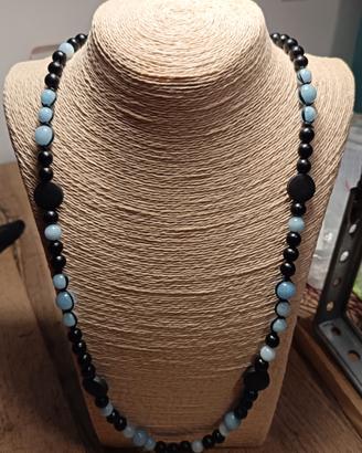 collana Artigianale acquamarina natutae legno nero