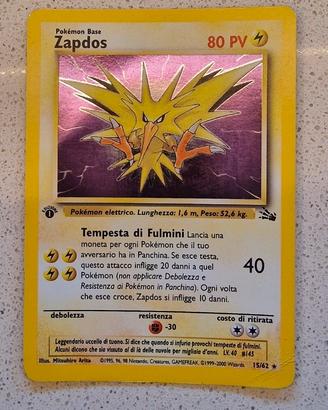 Zapdos Fossil Holo Prima Ed. FO 15 / 62 Originale