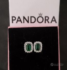 Pandora Orecchini Punto Luce Rettangolo Verde