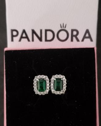 Pandora Orecchini Punto Luce Rettangolo Verde