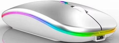 Mouse Silver wireless Bluetooth RGB ricaricabile