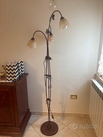 Piantana in Ferro Battuto Rame Brunito a 3 Luci