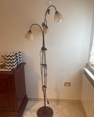 Piantana in Ferro Battuto Rame Brunito a 3 Luci