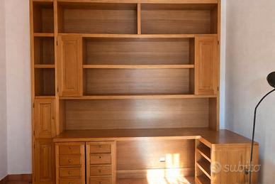 Libreria, scrivania legno massello