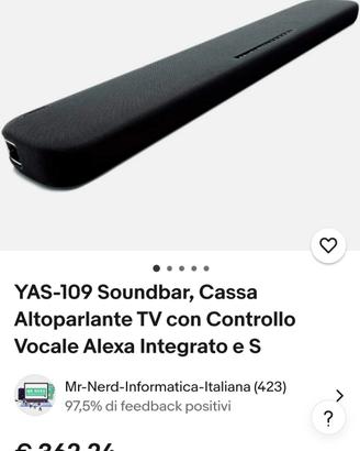 Soundbar YAMAHA YAS-109 con telecomando