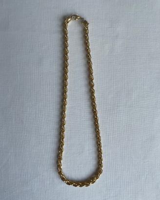 girocollo e bracciale torchon in metallo dorato