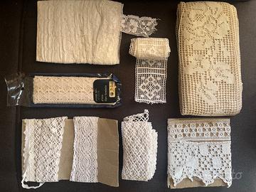 Lotto pizzi vintage, trine in cotone,passamanerie 