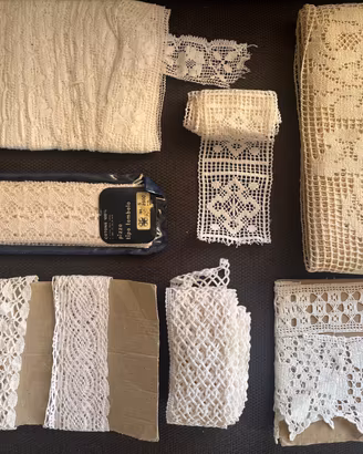 Lotto pizzi vintage, trine in cotone,passamanerie 