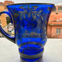 Servizio antico brocca e bicchieri vetro e argento