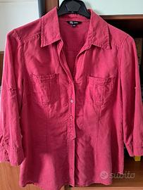 Camicia donna colore rosso/bordeaux misto lino