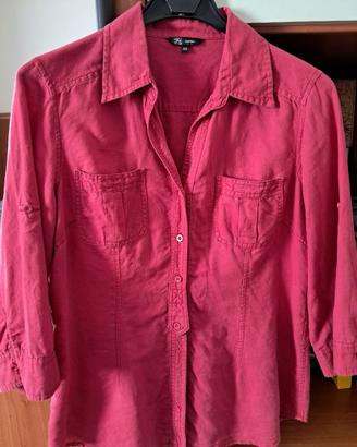 Camicia donna colore rosso/bordeaux misto lino
