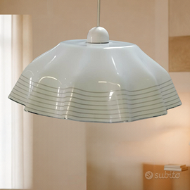 Lampadario a sospensione vetro a cappe 43cm bianco