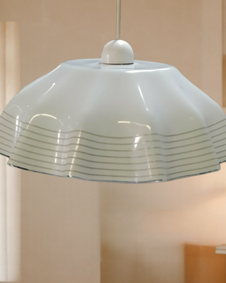 Lampadario a sospensione vetro a cappe 43cm bianco
