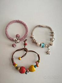 Set 3 Bracciali Donna: Charm Mare, Cristalli Rosa