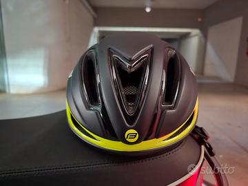 Casco bici da corsa FORCE REX NERO FLUO