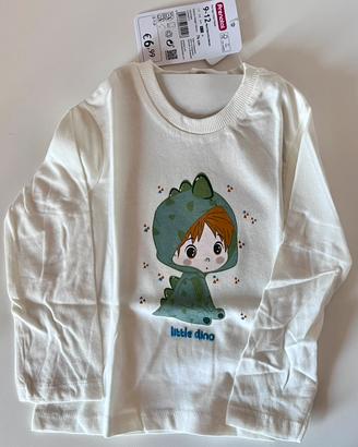 T-shirt panna stampa bimbo drago 9-13 mesi