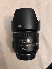 Canon EF 35mm f/2 IS USM e paraluce JJC