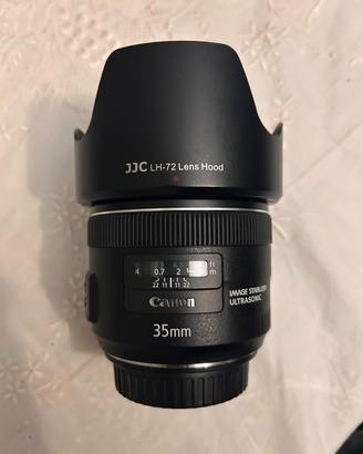 Canon EF 35mm f/2 IS USM e paraluce JJC