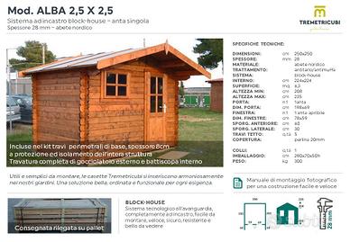 Casetta in legno 2,5 x 2,5 spessore 28mm blokhouse