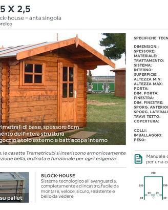 Casetta in legno 2,5 x 2,5 spessore 28mm blokhouse