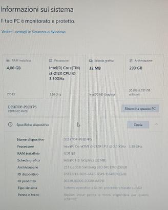 Pc fisso fujitsu con ssd e windows 10