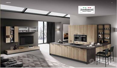 CUCINA CON ISOLA+PIANO SNACK AMPIA COLONNA +LIVING