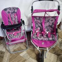 Set passeggino doppio + seggiolone/zainetto