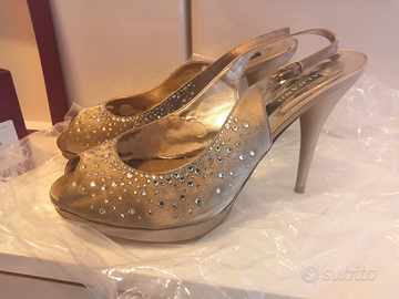 Sandali scarpe cerimonia swarovski usate 2 volte